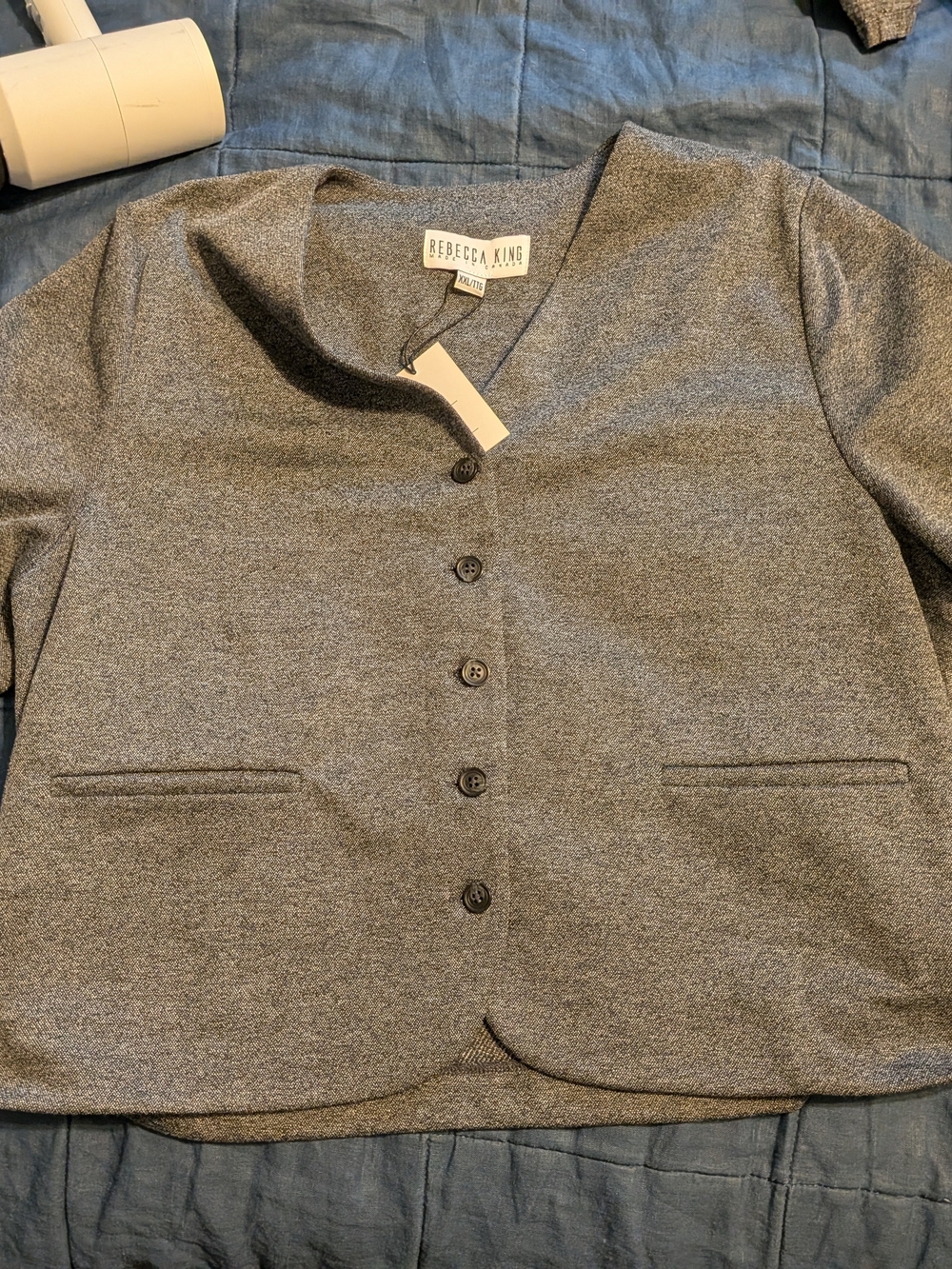 Women's Heathered Grey Button-Front Shirt, Rebecca King